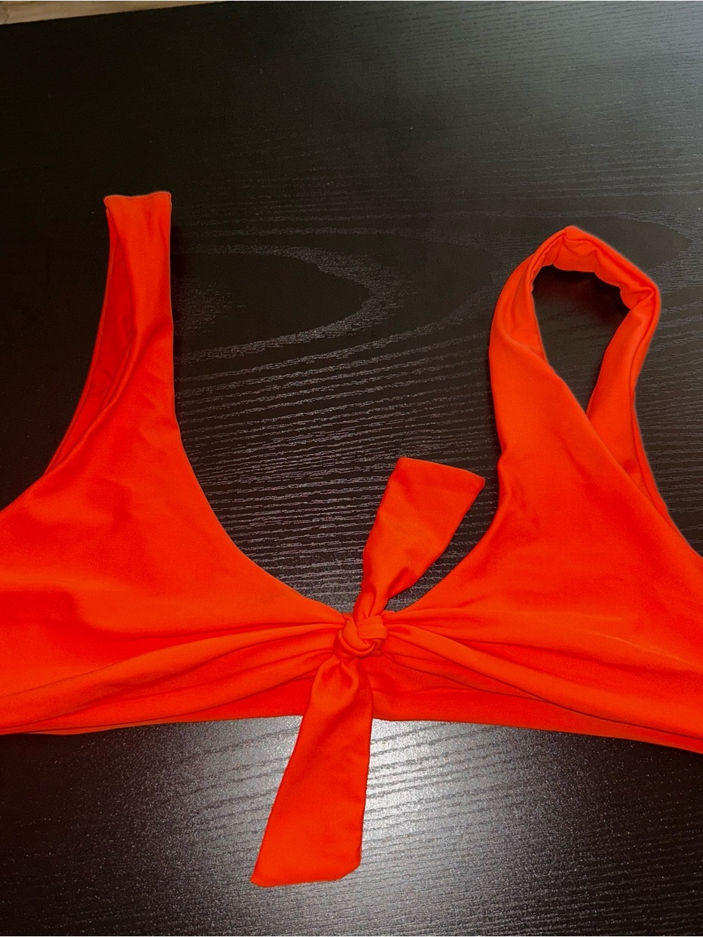 Bright Orange Knot Front Bikini Top